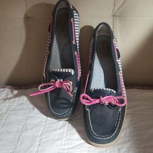 Sperry Shoes, Blue w Hot Pink Strings